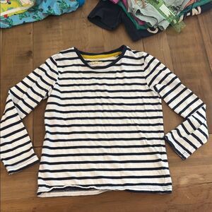 Mini Boden Blue and White Long Sleeve Tee 7-8 stripe navy preppy nautical